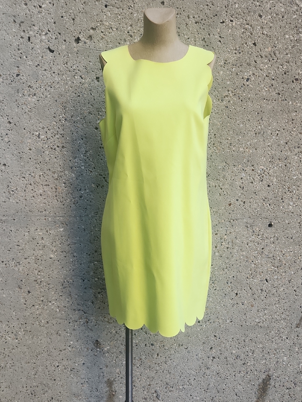 J. Crew Lime Green Scallop Hem Shift Dress
